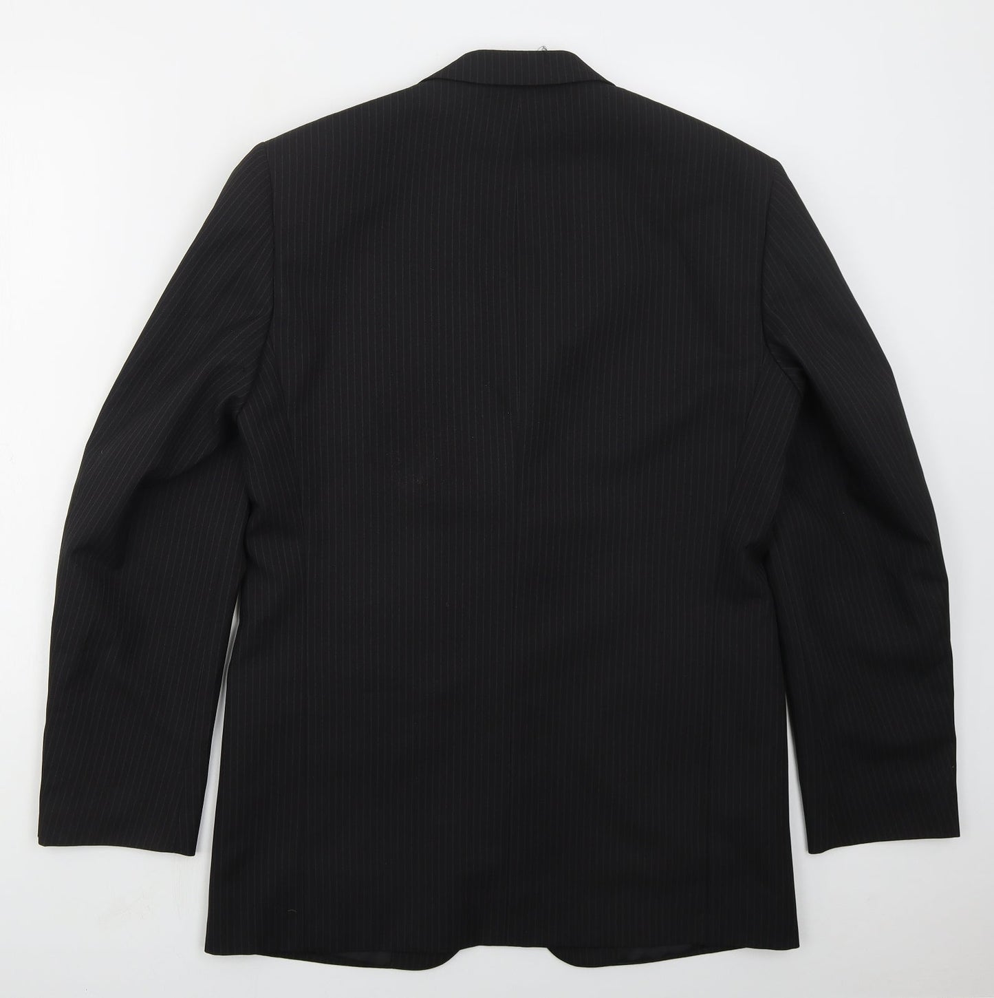 Taylor & Wright Mens Black Striped Polyester Jacket Suit Jacket Size 38