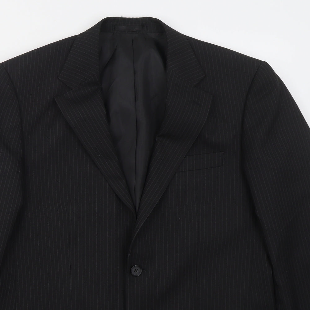 Taylor & Wright Mens Black Striped Polyester Jacket Suit Jacket Size 38