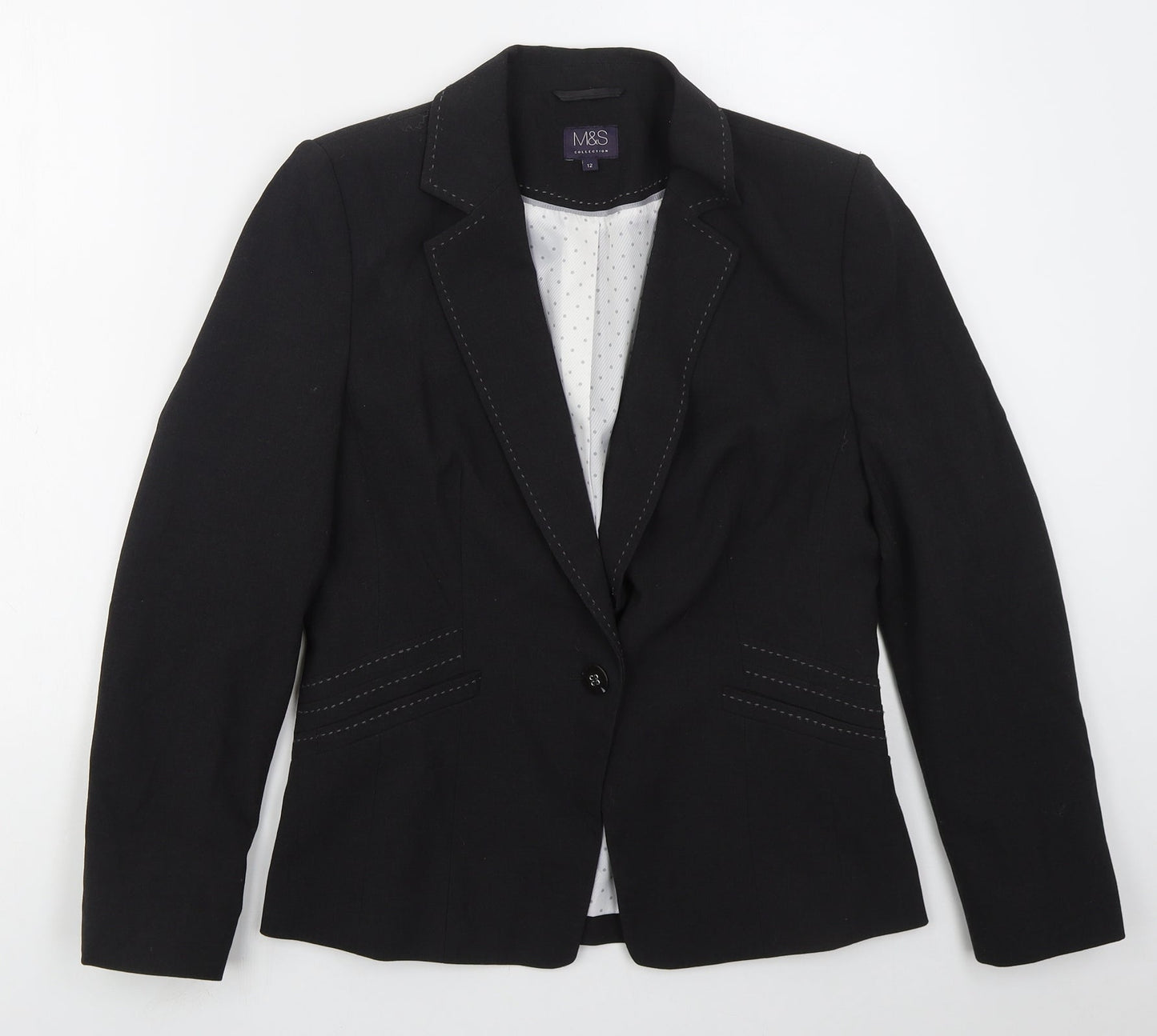 Marks and Spencer Womens Grey  Polyester Jacket Suit Jacket Size 12