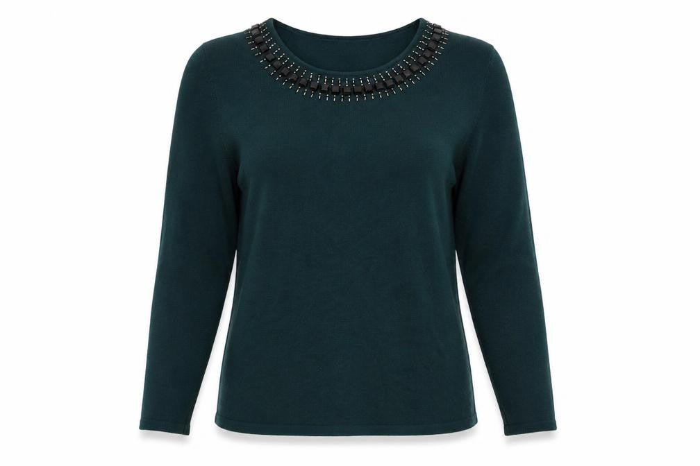 C&A Womens Green Round Neck  Polyester Pullover Jumper Size S