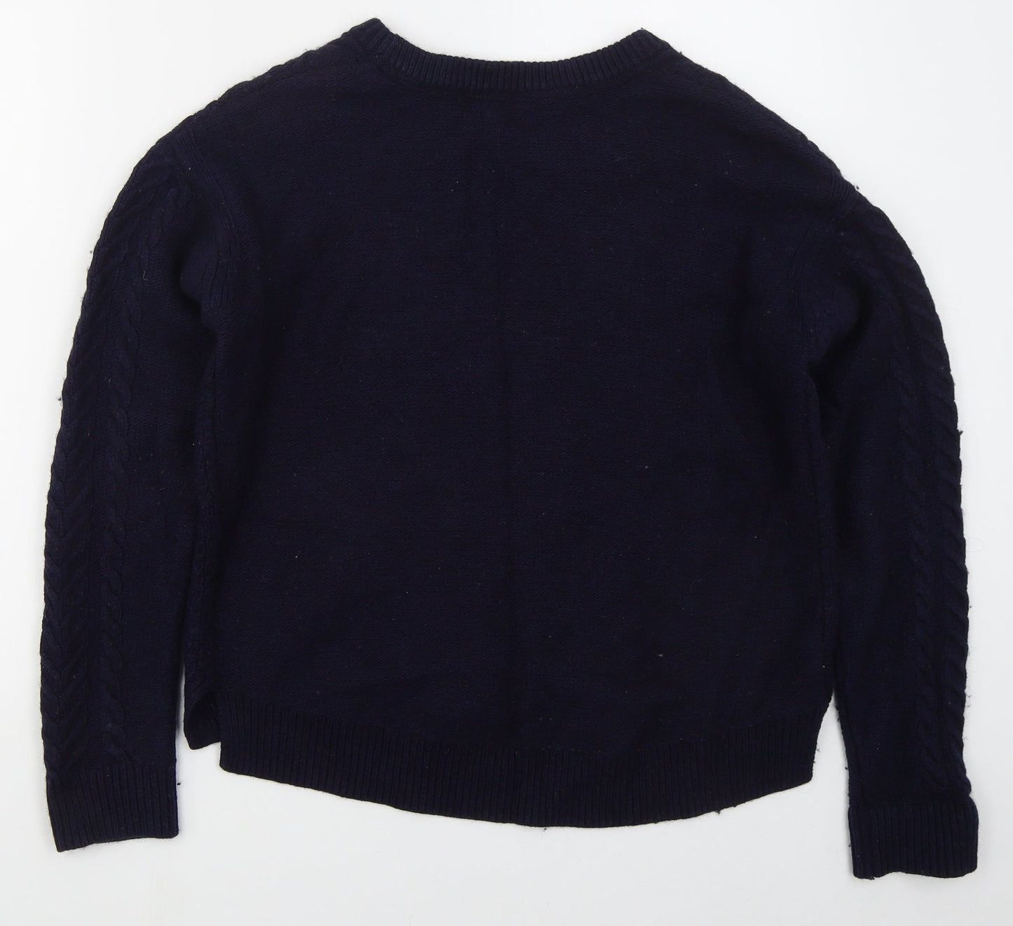 H&M Womens Blue Crew Neck  Cotton Pullover Jumper Size S