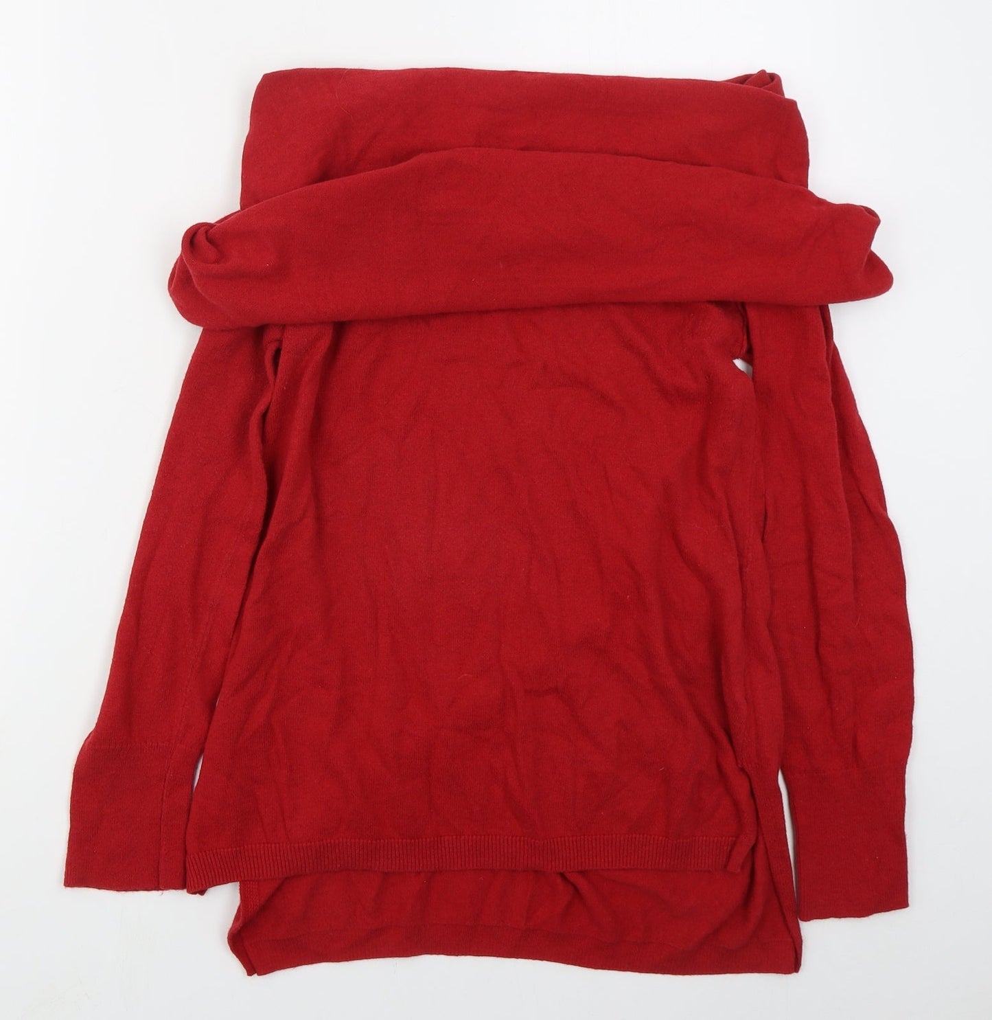 Shrinking Violet Womens Red Roll Neck  Cotton Pullover Jumper Size L