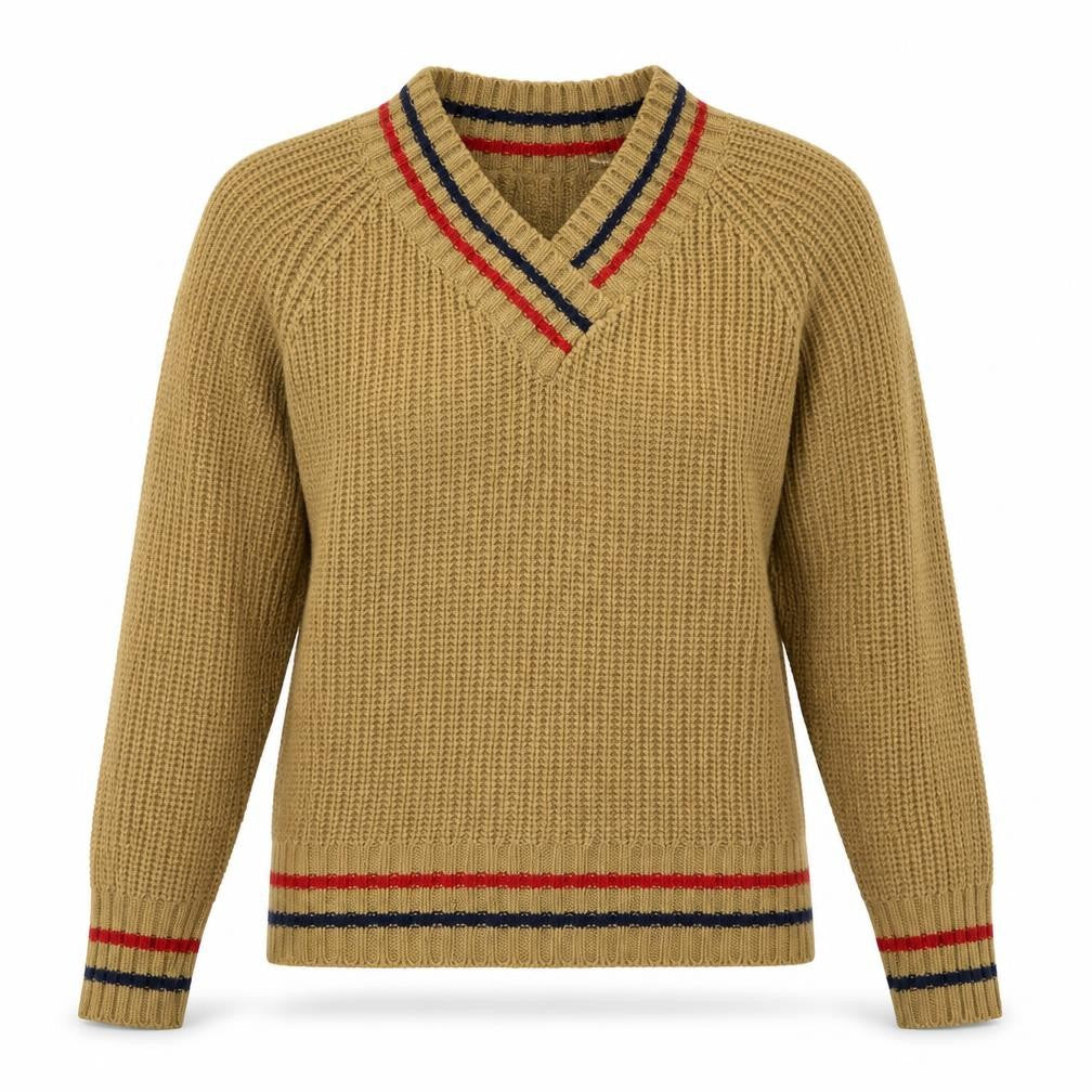QED London Womens Beige V-Neck  Acrylic Pullover Jumper Size S