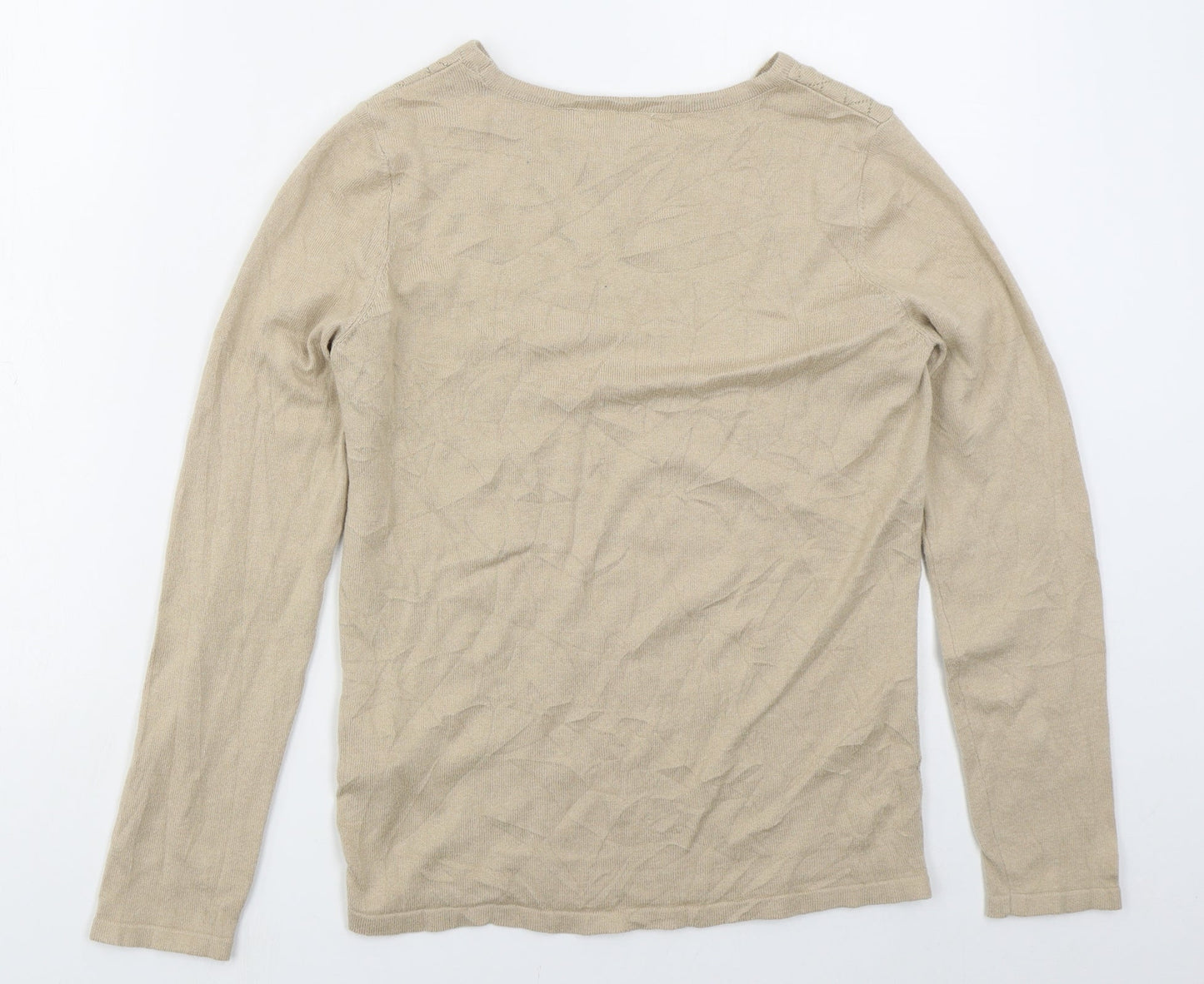 LC Waikiki Womens Beige Crew Neck Argyle/Diamond Acrylic Pullover Jumper Size S