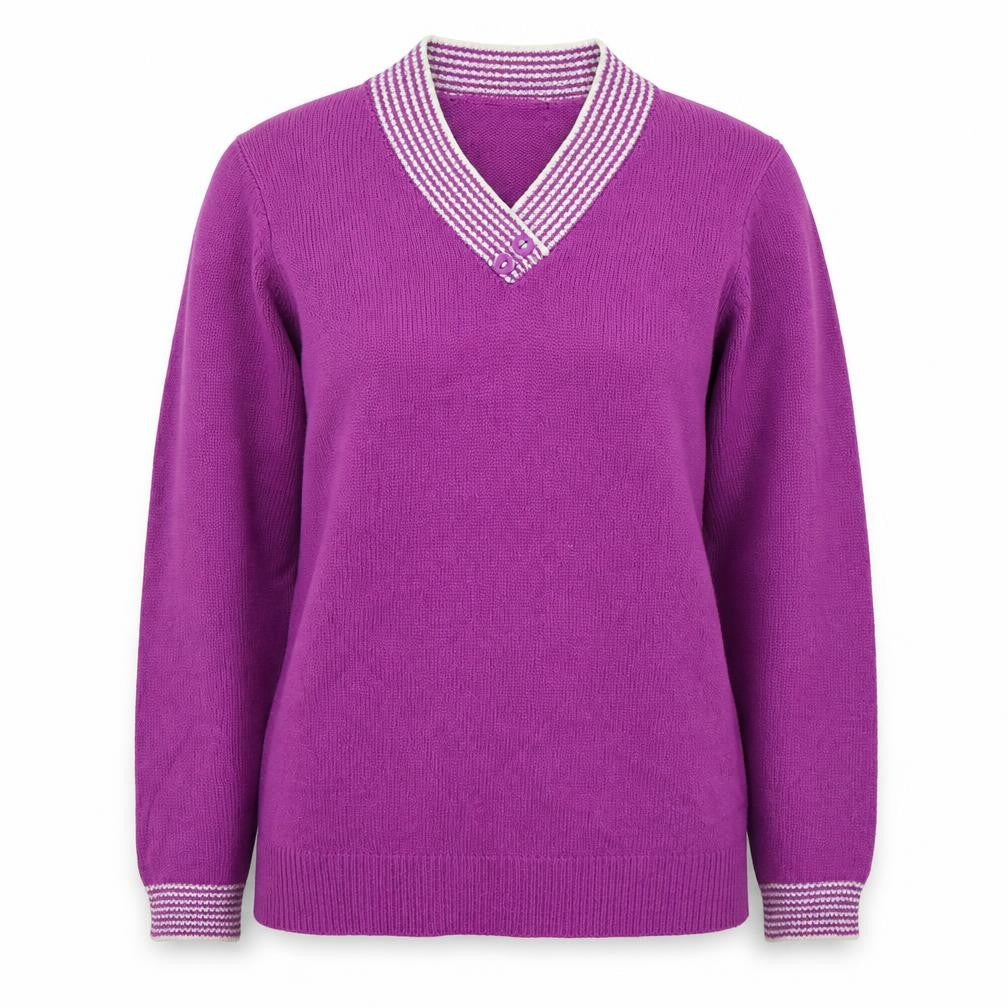 EWM Womens Pink V-Neck  Acrylic Pullover Jumper Size M