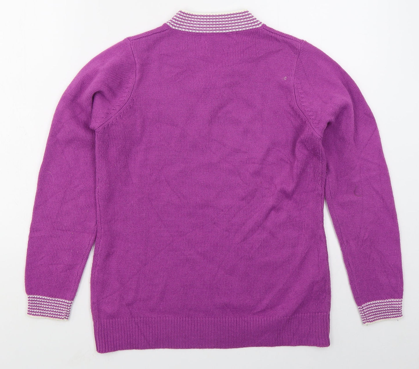 EWM Womens Pink V-Neck  Acrylic Pullover Jumper Size M