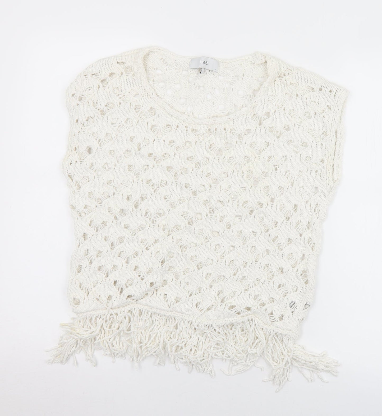 NEXT Womens White Round Neck  Cotton Vest Jumper Size S