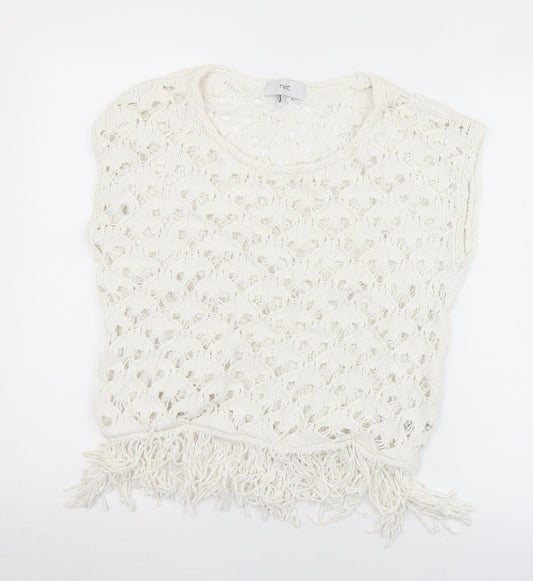 NEXT Womens White Round Neck  Cotton Vest Jumper Size S