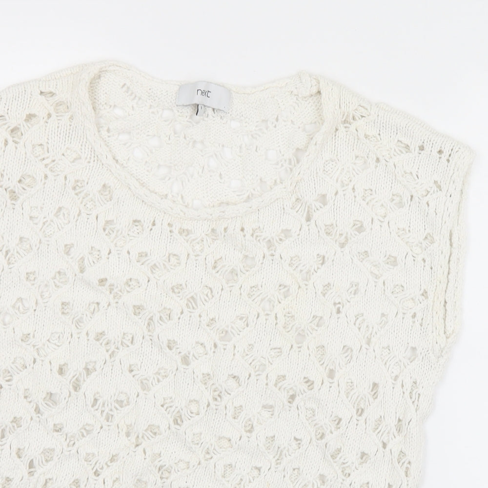 NEXT Womens White Round Neck  Cotton Vest Jumper Size S