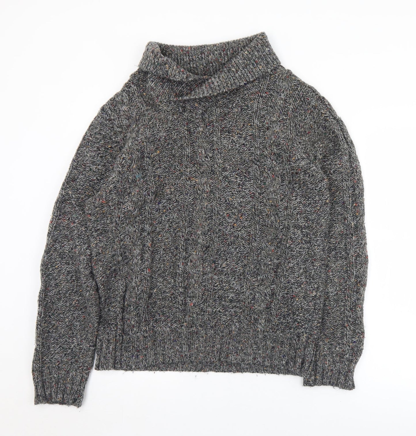 Puritan Mens Grey Collared  Acrylic Pullover Jumper Size M