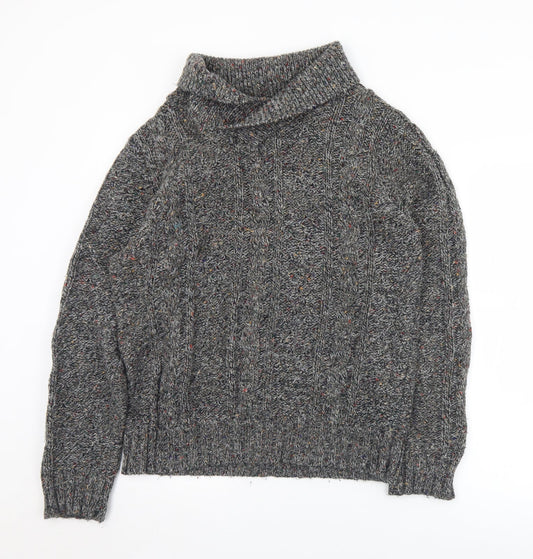Puritan Mens Grey Collared  Acrylic Pullover Jumper Size M