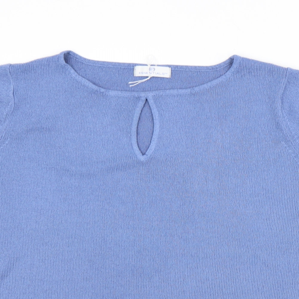 Essentials Womens Blue Round Neck  Acrylic Vest Jumper Size 14   - 14-16