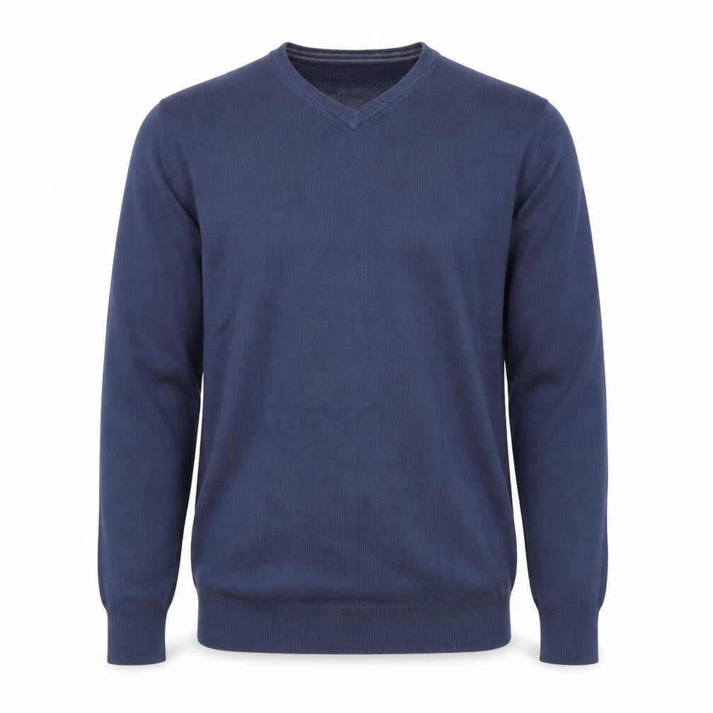 Lachlan Mens Blue V-Neck  Acrylic Pullover Jumper Size L