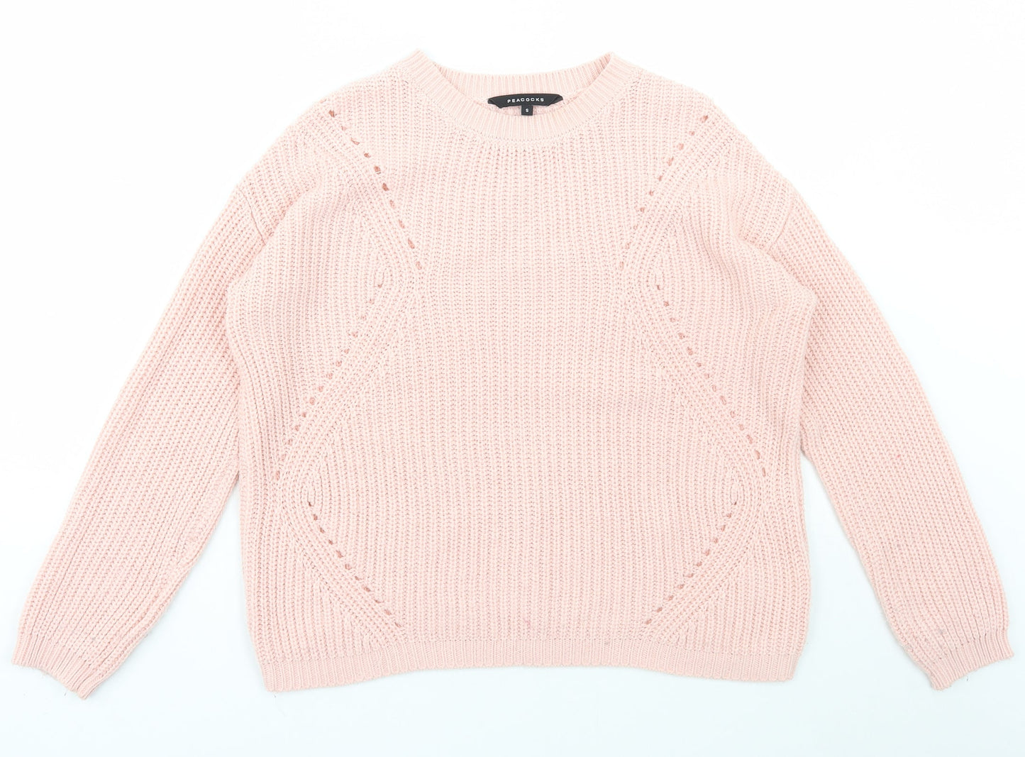 Peacocks Womens Pink Scoop Neck  Acrylic Pullover Jumper Size S