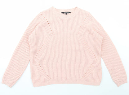 Peacocks Womens Pink Scoop Neck  Acrylic Pullover Jumper Size S