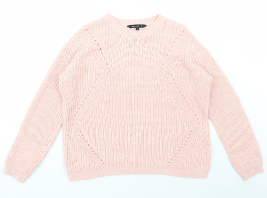 Peacocks Womens Pink Scoop Neck  Acrylic Pullover Jumper Size S