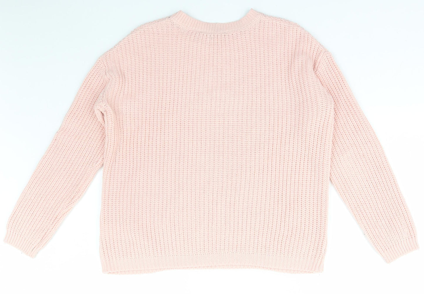 Peacocks Womens Pink Scoop Neck  Acrylic Pullover Jumper Size S
