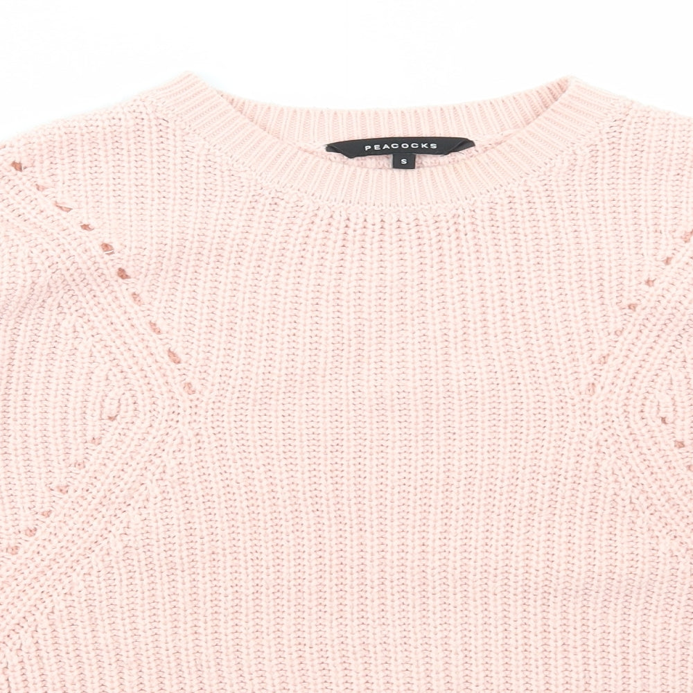 Peacocks Womens Pink Scoop Neck  Acrylic Pullover Jumper Size S