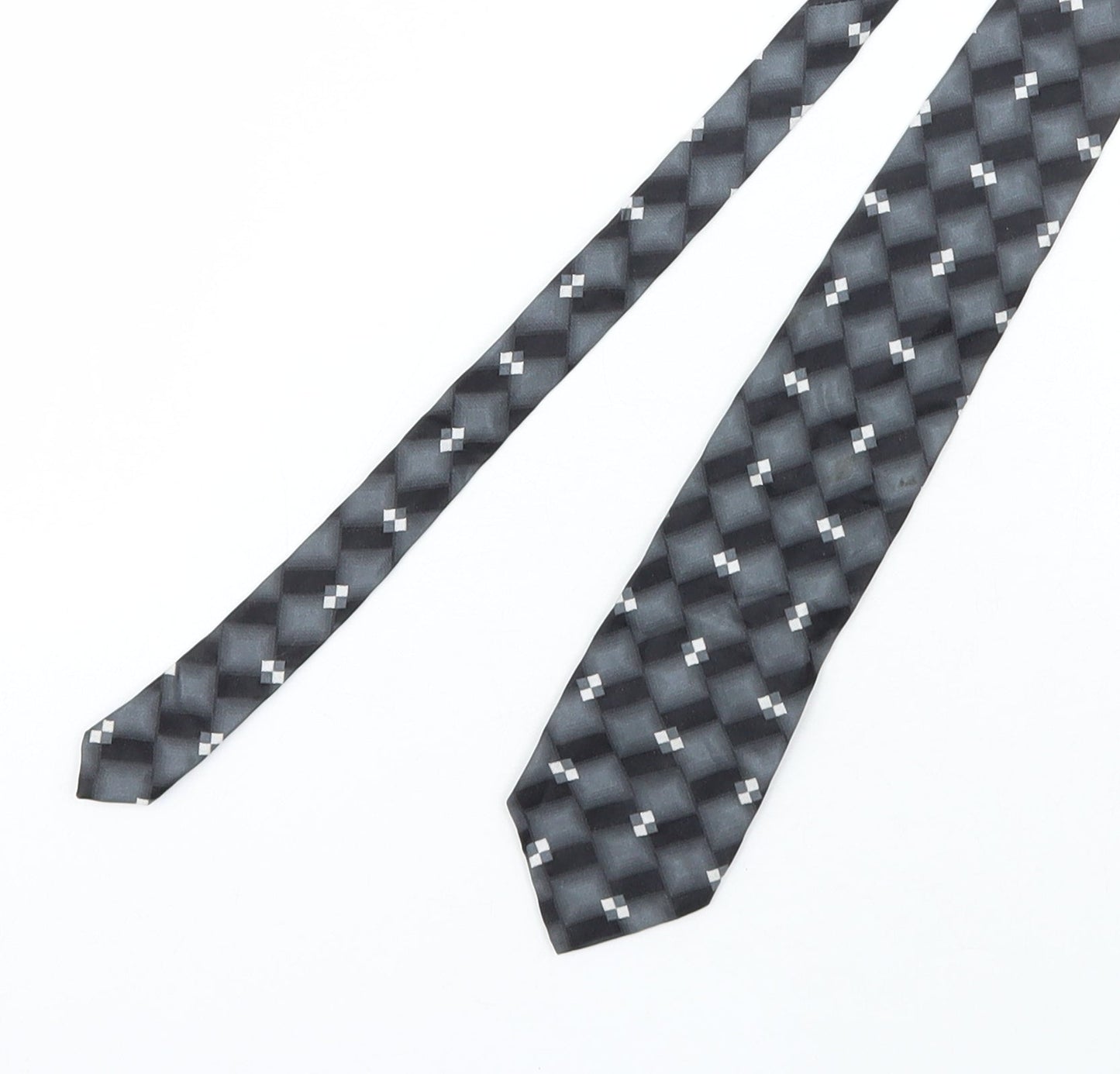 Burton Mens Grey Plaids & Checks Silk Pointed Tie One Size