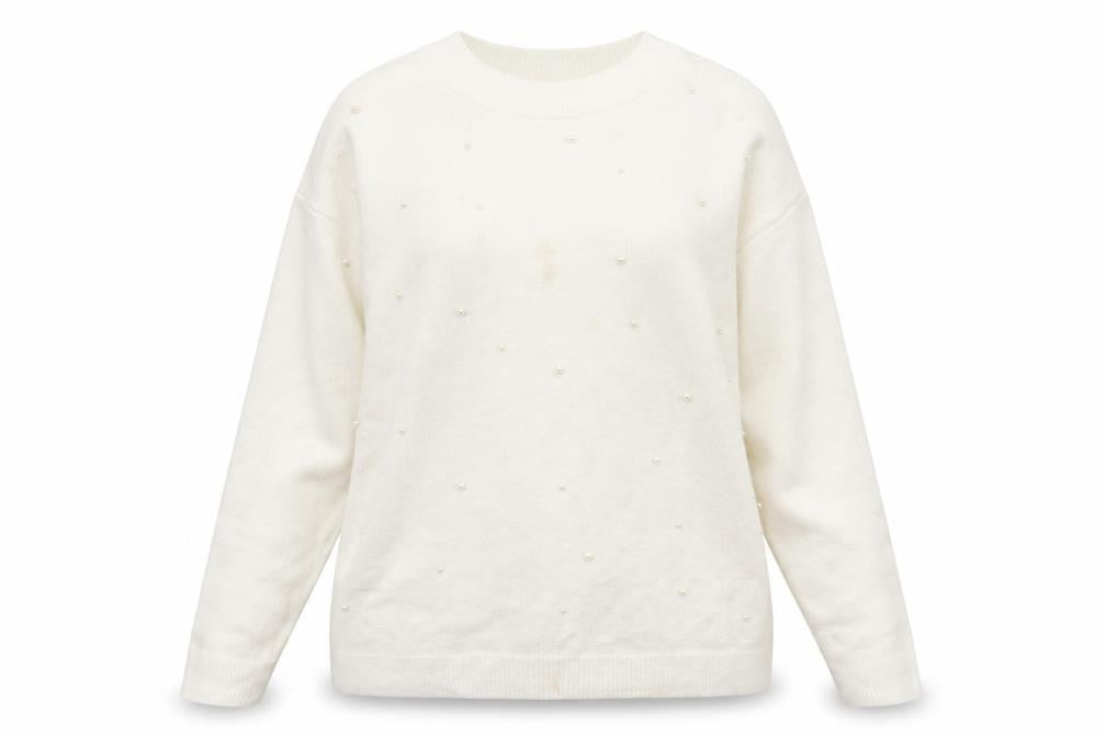 Select Womens White Collared  Acrylic Pullover Jumper Size XL