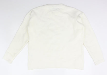 Select Womens White Collared  Acrylic Pullover Jumper Size XL
