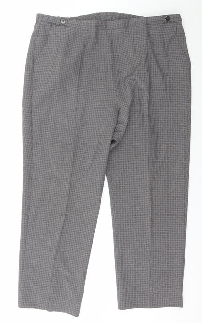 Preloved BM Womens Grey Check Polyester Capri Trousers Size 18 L27 in Regular - Front