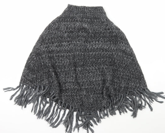 Per Una Womens Grey Roll Neck  Acrylic Cape Jumper One Size