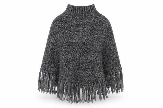 Per Una Womens Grey Roll Neck  Acrylic Cape Jumper One Size