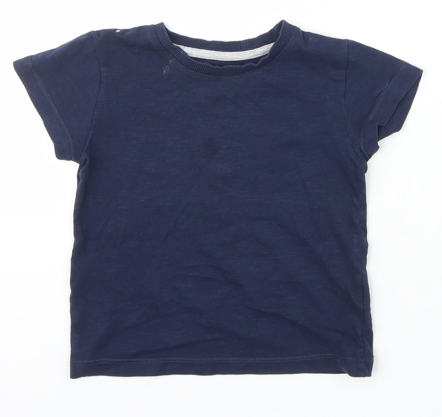 Matalan Boys Blue  Cotton Basic T-Shirt Size 2-3 Years Crew Neck Pullover