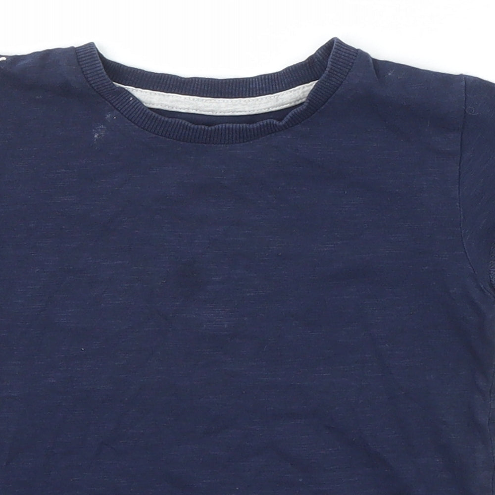 Matalan Boys Blue  Cotton Basic T-Shirt Size 2-3 Years Crew Neck Pullover