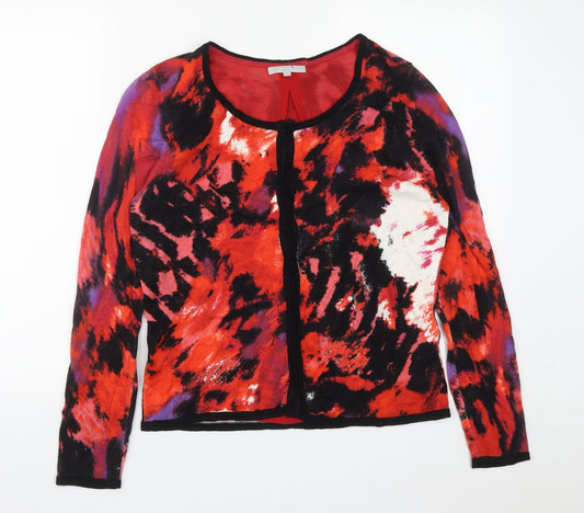 Marks and Spencer Womens Multicoloured Round Neck Geometric Viscose Cardigan Jumper Size 14