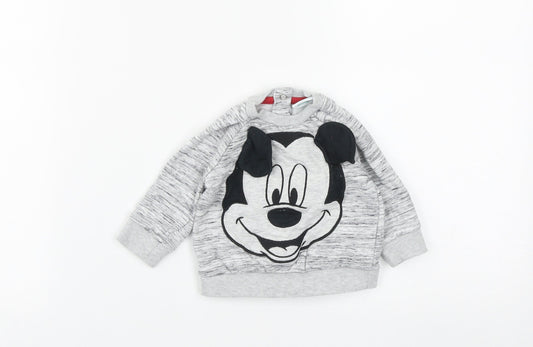 Disney Baby Baby Grey  Polyester Pullover Jumper Size 0-3 Months  Snap - Mickey Mouse