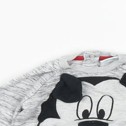 Preloved Disney Baby Baby Grey  Polyester Pullover Jumper Size 0-3 Months  Snap - Mickey Mouse - Detail