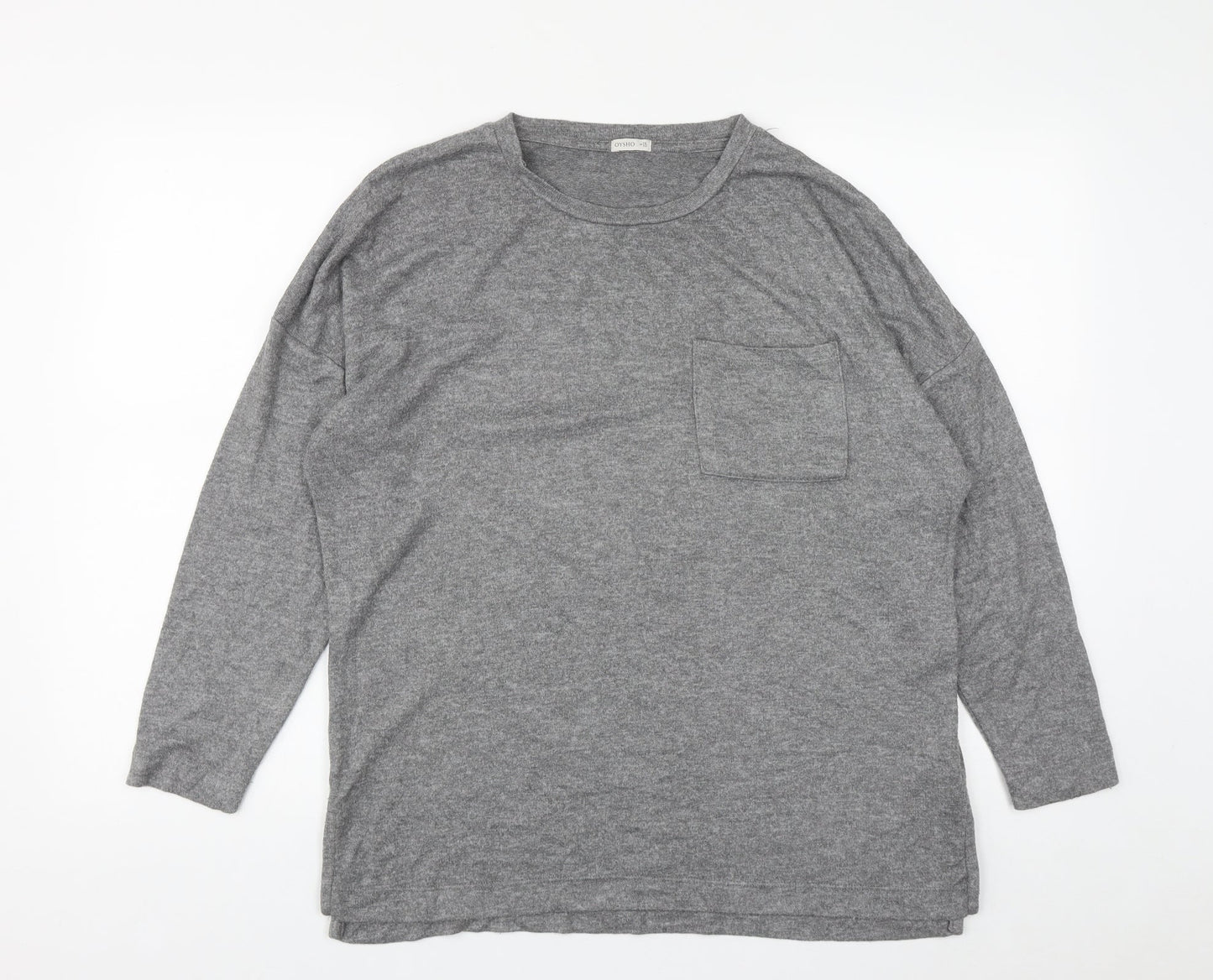 Oysho Womens Grey Round Neck  Viscose Pullover Jumper Size S