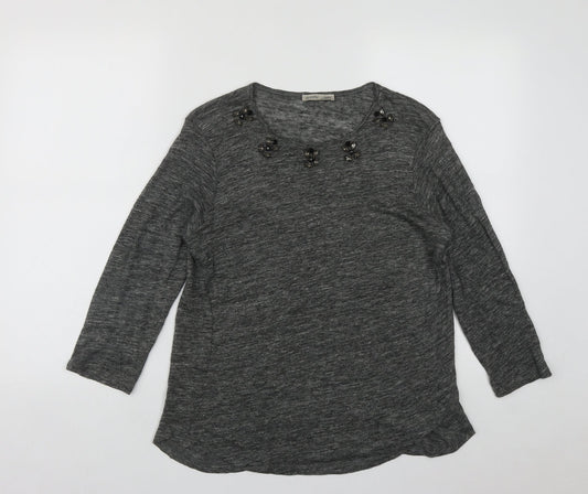 Zanzara Womens Grey Round Neck  Polyester Pullover Jumper Size M