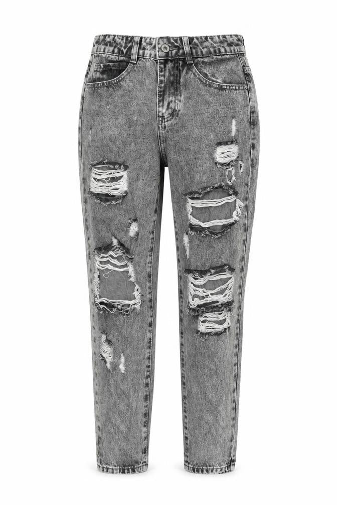 Hello Miss Paris Womens Grey  Cotton Straight Jeans Size 6 L27 in Regular Zip