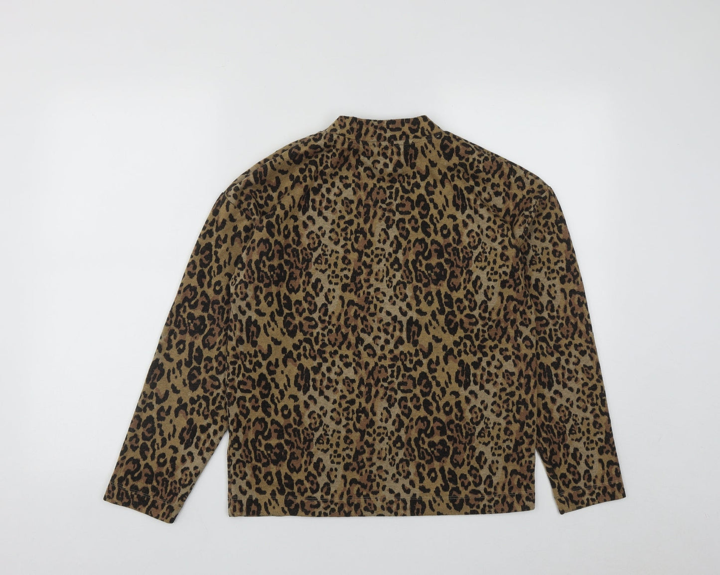 Marks and Spencer Womens Brown High Neck Geometric Polyester Pullover Jumper Size 8