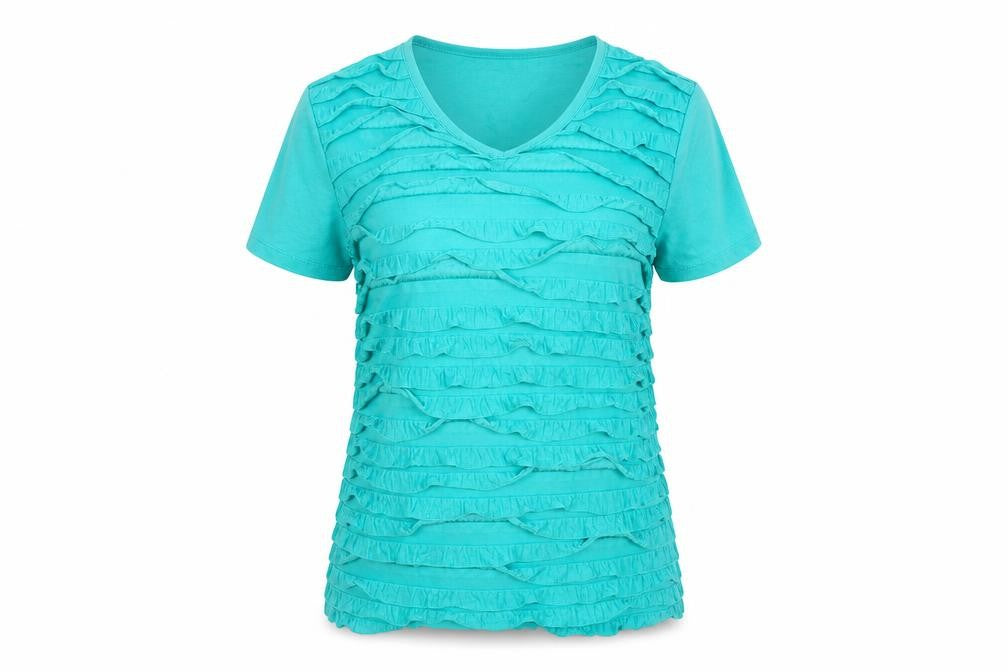 Damart Womens Green  Polyester Basic T-Shirt Size M Round Neck