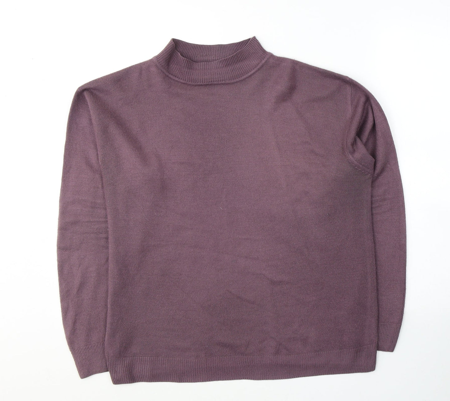 Henoi Womens Purple Round Neck  Acrylic Pullover Jumper Size L