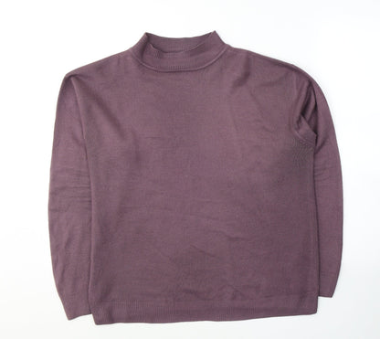 Henoi Womens Purple Round Neck  Acrylic Pullover Jumper Size L