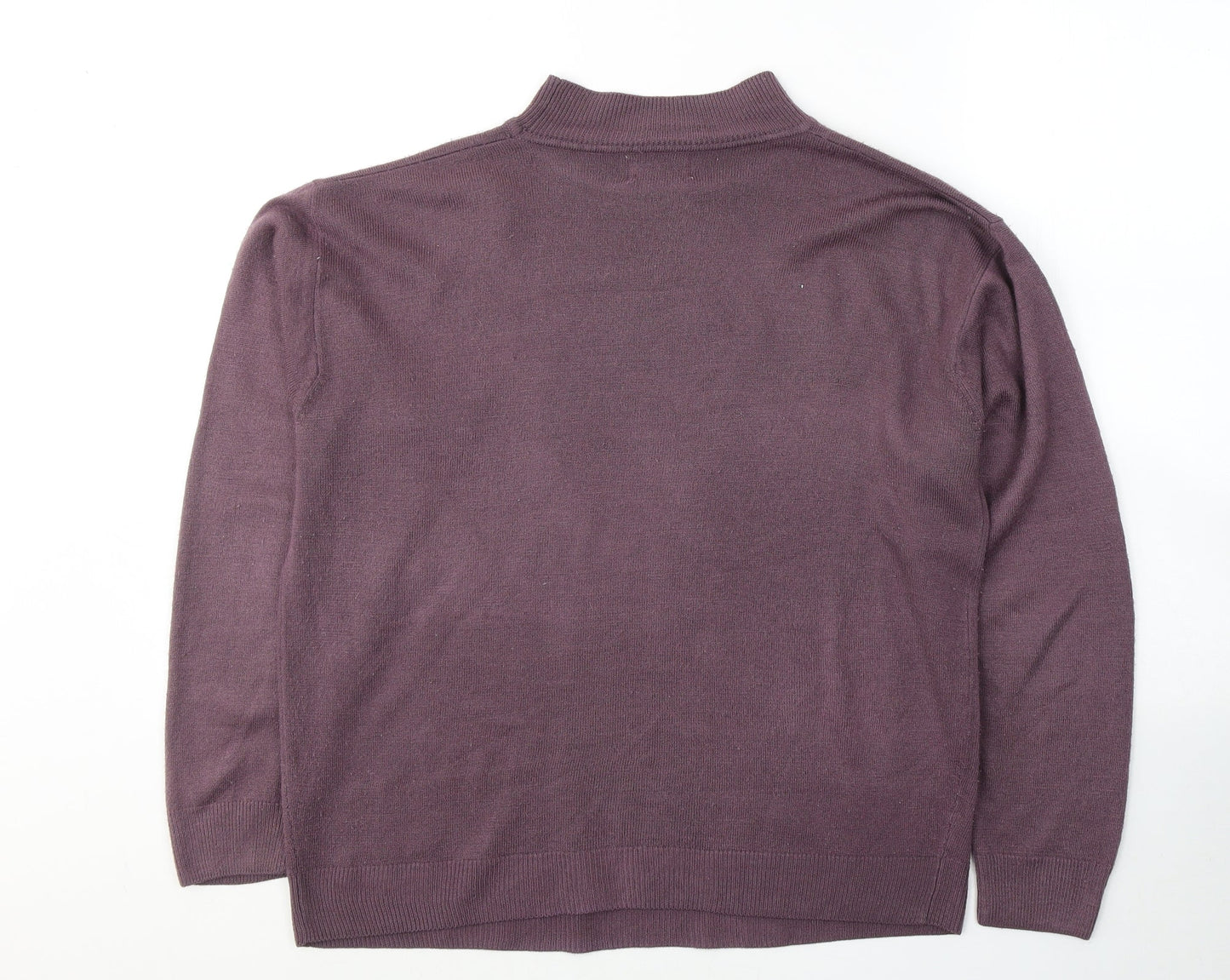 Henoi Womens Purple Round Neck  Acrylic Pullover Jumper Size L