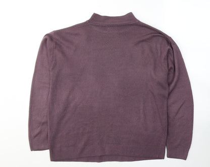 Henoi Womens Purple Round Neck  Acrylic Pullover Jumper Size L