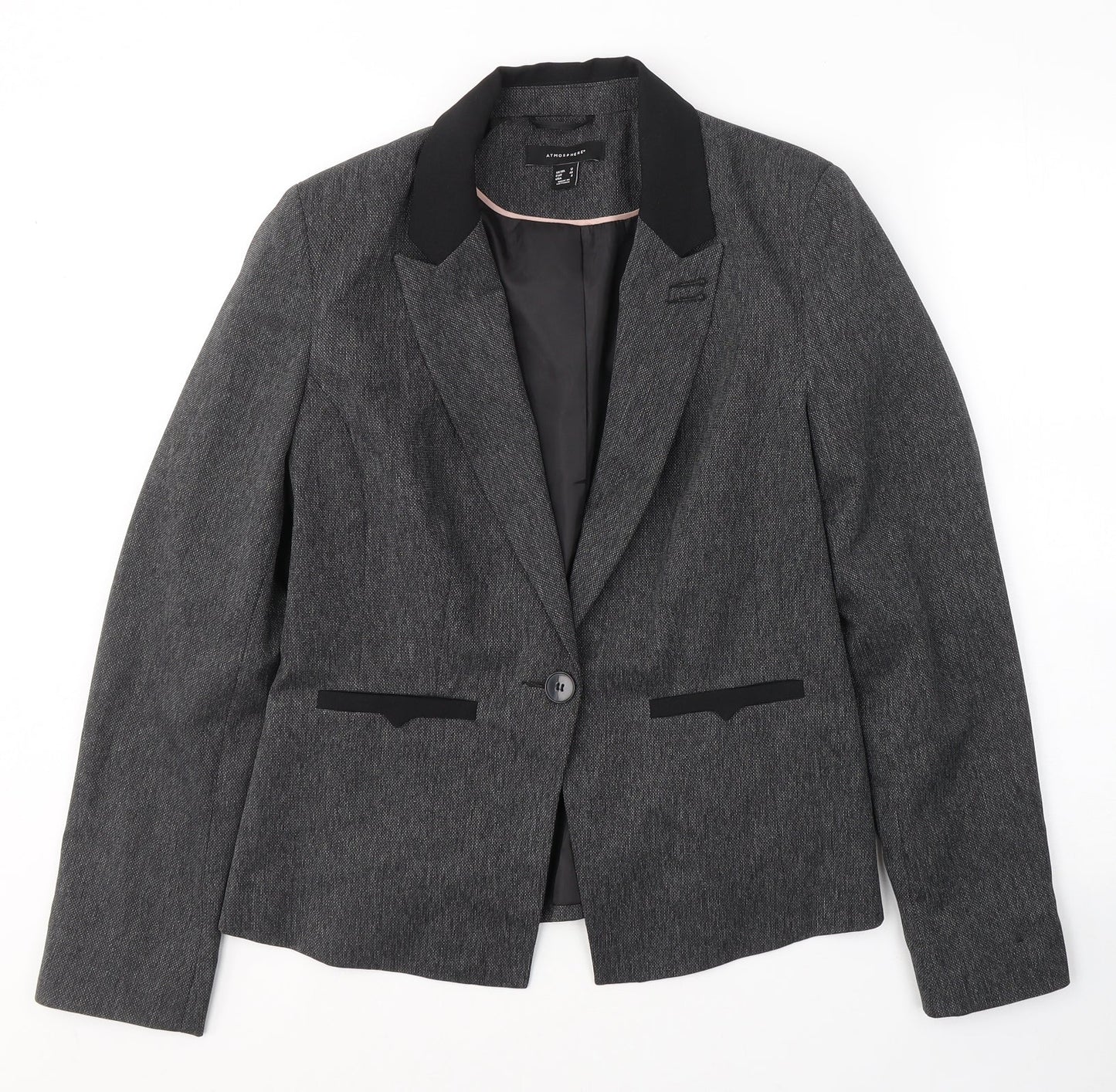 Atmosphere Womens Grey  Polyester Jacket Blazer Size 12