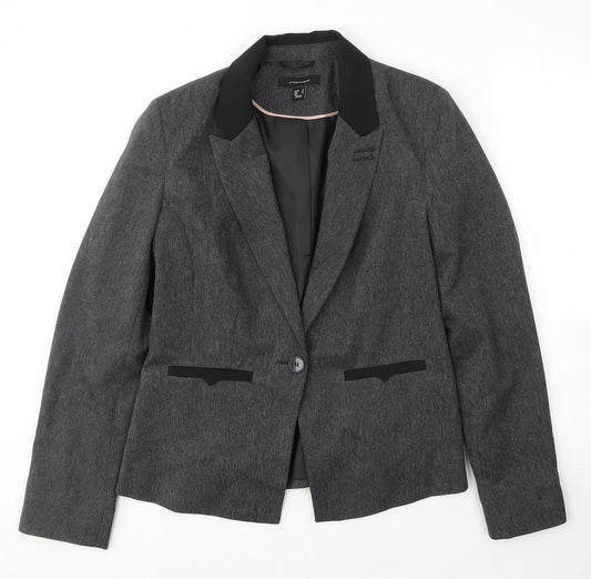 Atmosphere Womens Grey  Polyester Jacket Blazer Size 12