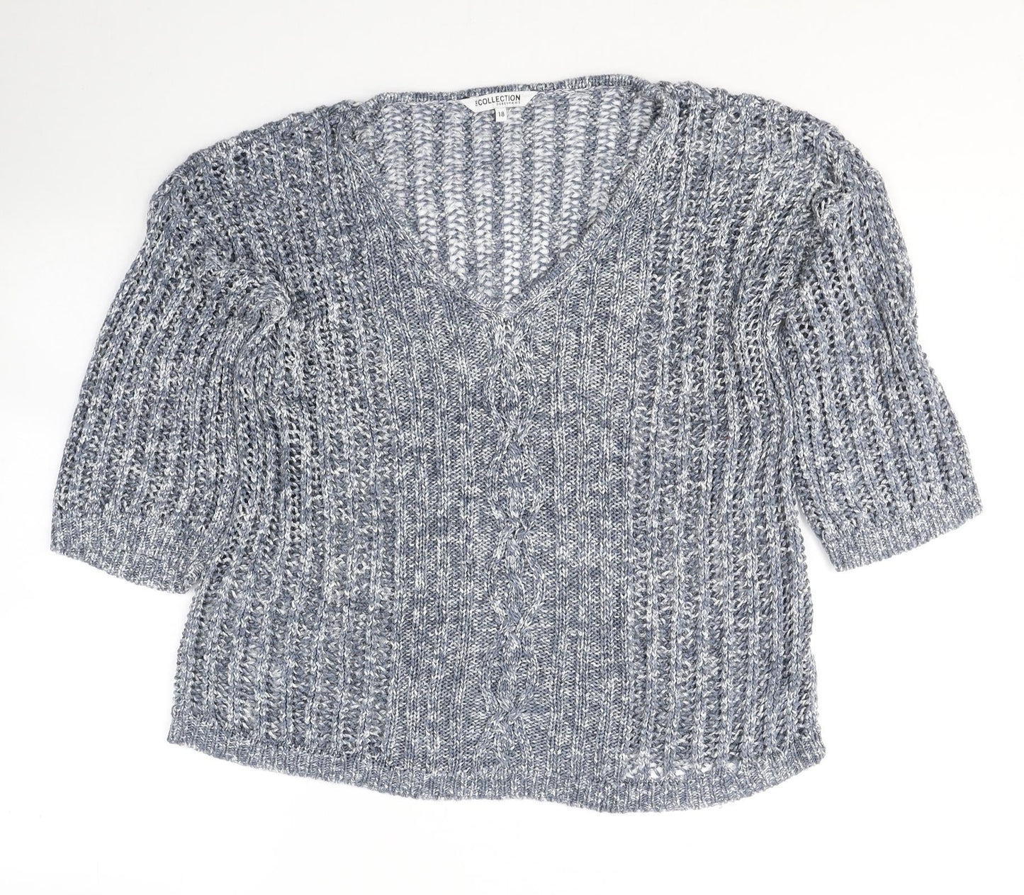 Debenhams Womens Blue V-Neck  Acrylic Pullover Jumper Size 18