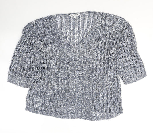Debenhams Womens Blue V-Neck  Acrylic Pullover Jumper Size 18