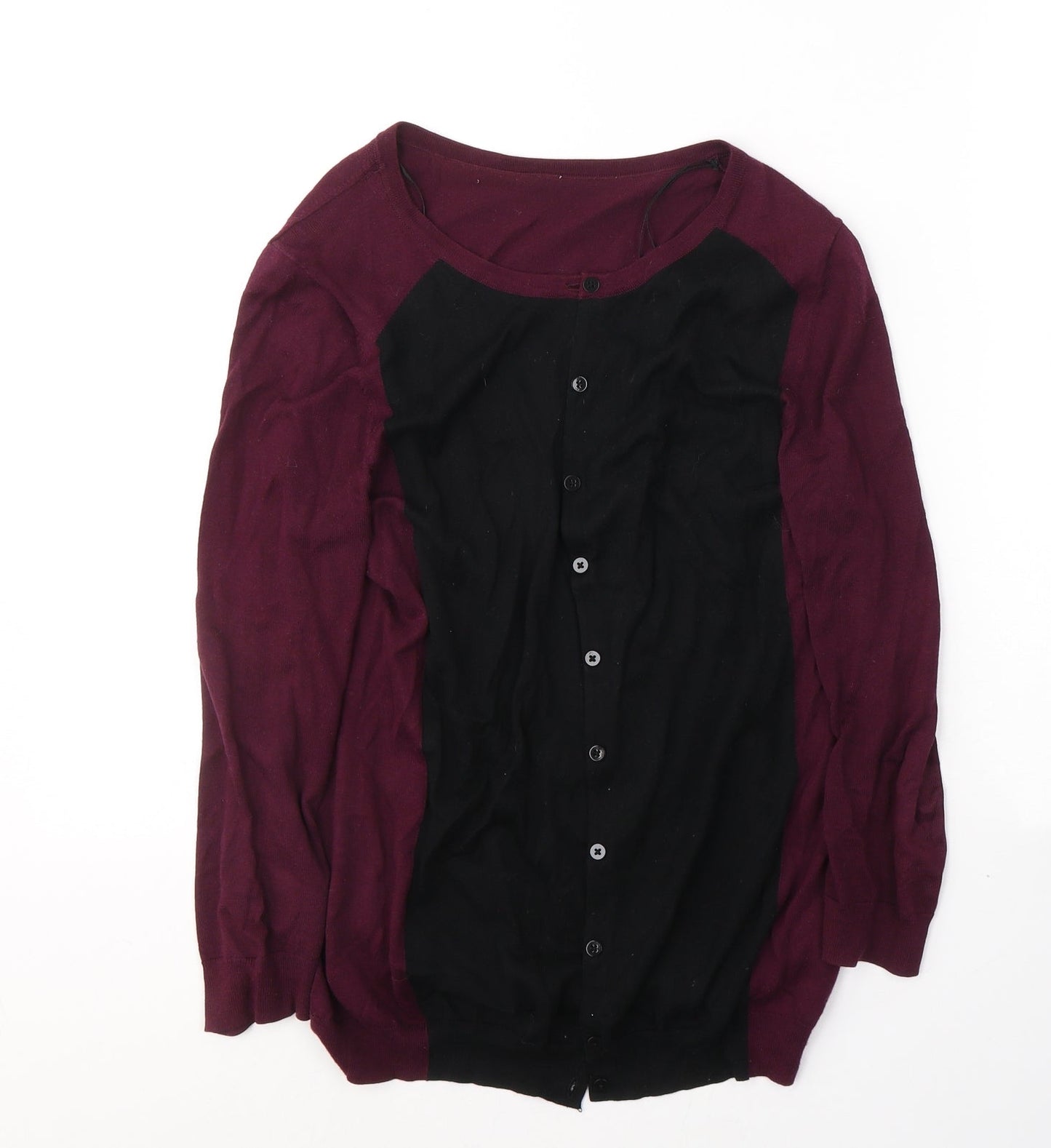 H&M Womens Red Round Neck  Cotton Cardigan Jumper Size M