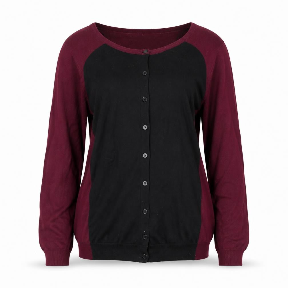 H&M Womens Red Round Neck  Cotton Cardigan Jumper Size M