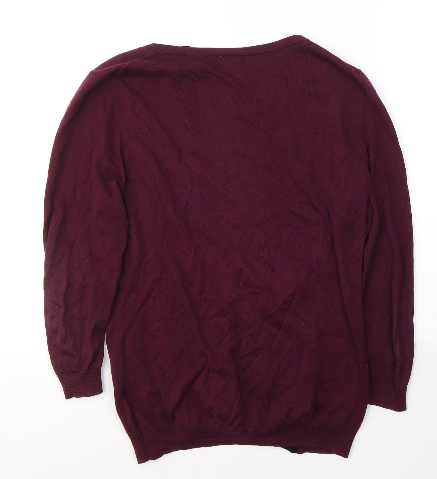 H&M Womens Red Round Neck  Cotton Cardigan Jumper Size M