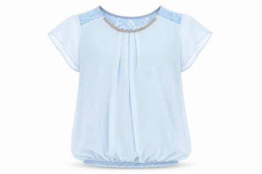 Preworn Womens Blue  Polyester Basic Blouse Size M Round Neck